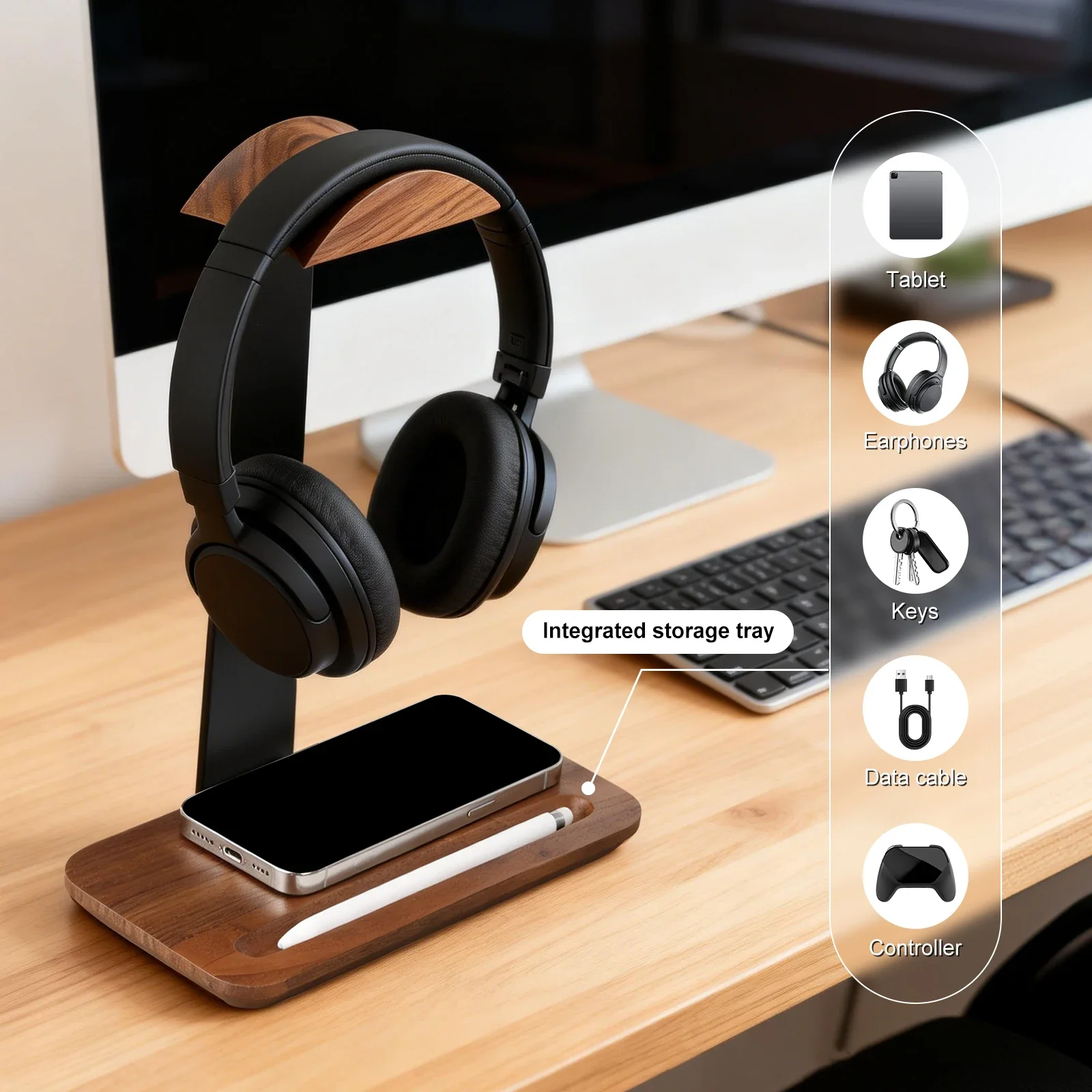 Universal Wood Headphone Stand - огляд і ціна Headphone Stand Desk